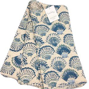 x3 Nicole Miller Blue Green Seashell Kitchen Towel Set Waffle Knit Beach Shells
